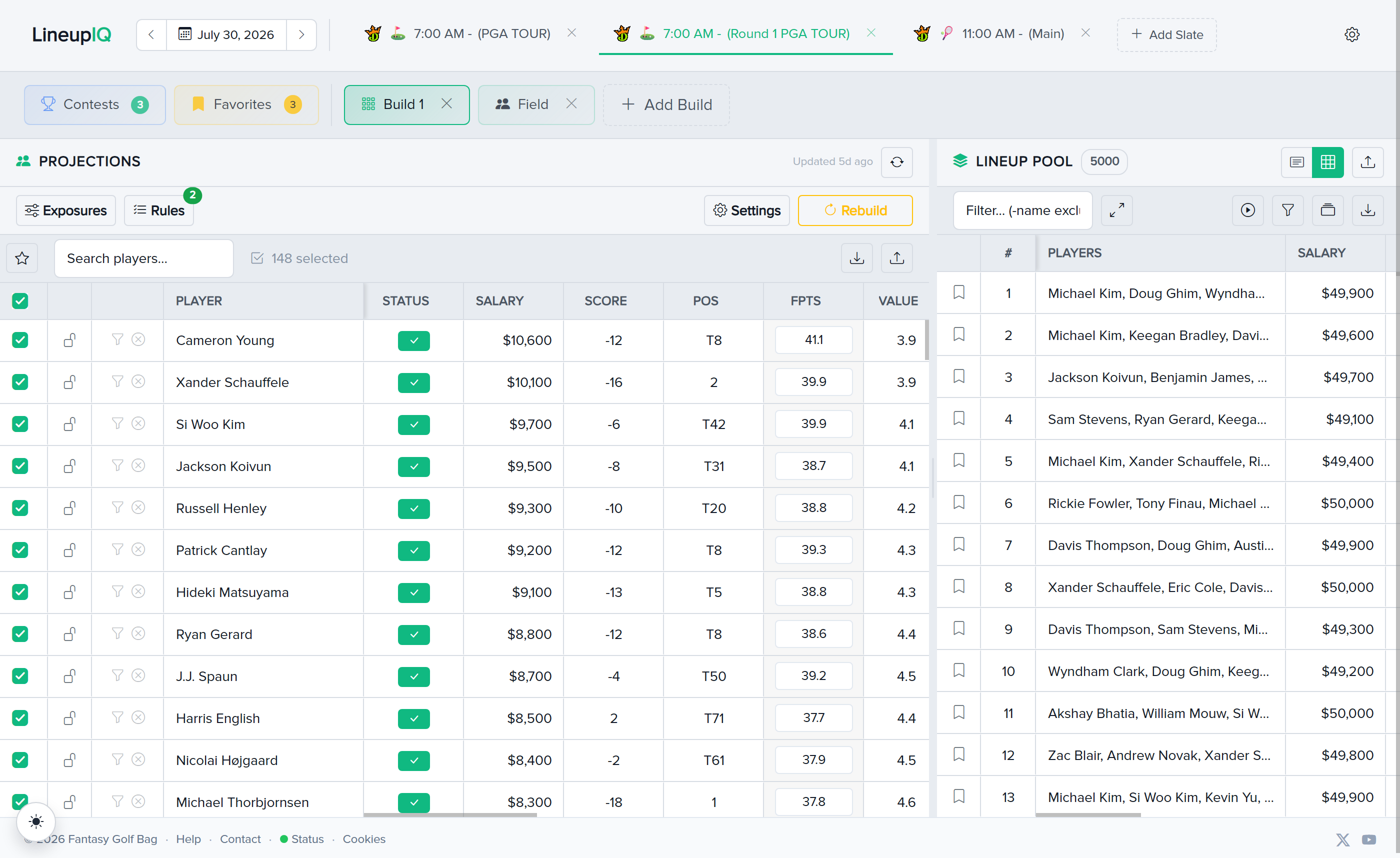 LineupIQ lineup optimizer and simulations